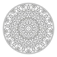 Christmas Mandala for Coloring.
