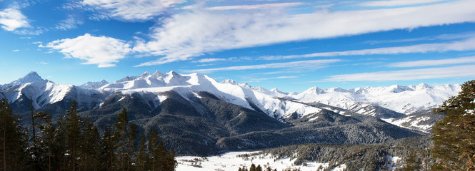 Beautiful winter mountains. Arkhyz, ski resort
