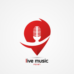 Live music symbol. Retro microphone. Karaoke club