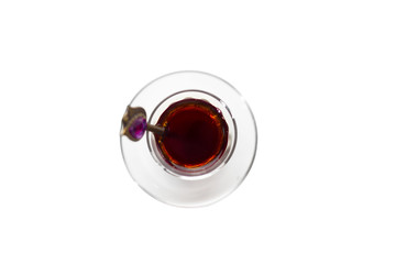 Turkish tea in traditional glass isolated on white background