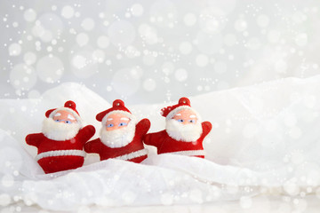 Santa Claus on a white background with a bokeh background