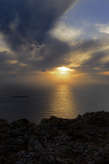 Fototapeta premium Amazing Shaft of Light, Kythira, Cyclades, Ionan, Mediterranean, Greece, Europe. 