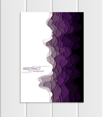 Vector brochure A5 or A4 format abstract uneven purple, violet shapes design element corporate style