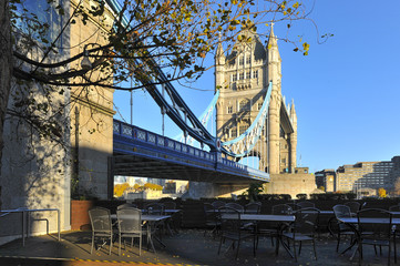 London Tower Bridge and Thames River in the autumn