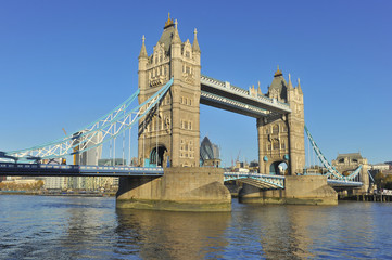 London Tower Bridge and Thames River in the autumn