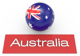 Fußball mit Flagge Australien, deutsche Version 3, 3D-Rendering