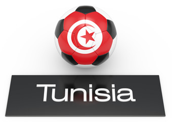 Fußball mit Flagge Tunesien, Version 1, 3D-Rendering