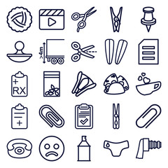 Set of 25 clip outline icons