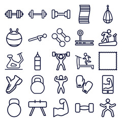 Set of 25 gym outline icons