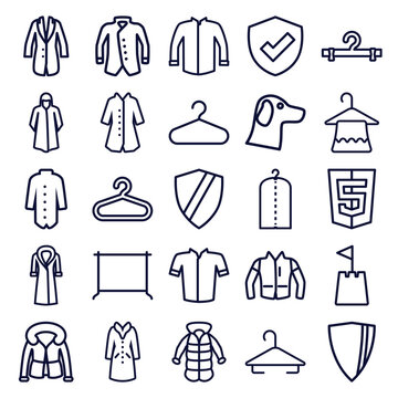 Set of 25 coat outline icons