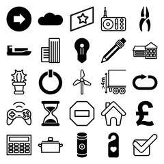 Set of 25 button filled and outline icons