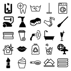 Set of 25 clean filled and outline icons