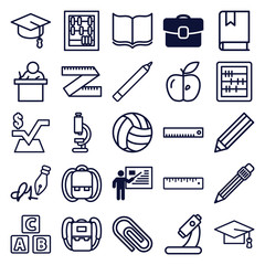 Set of 25 school outline icons