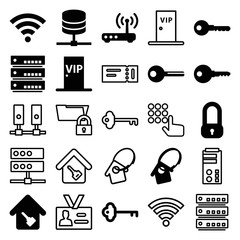 Set of 25 access filled and outline icons