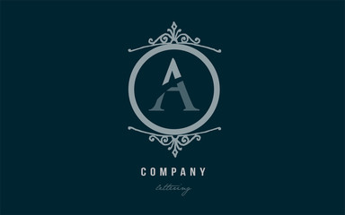 a blue decorative monogram alphabet letter logo icon design