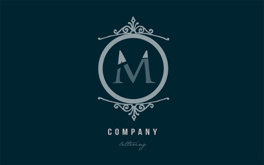 m blue decorative monogram alphabet letter logo icon design