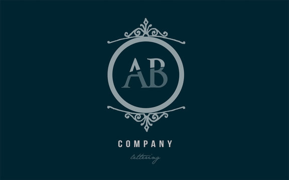 ab a b blue decorative monogram alphabet letter logo combination icon design