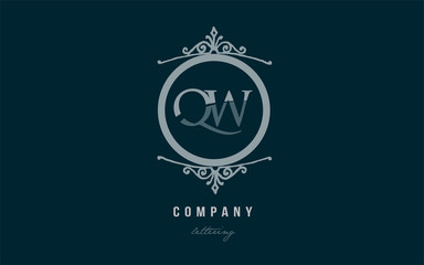 qw g w blue decorative monogram alphabet letter logo combination icon design