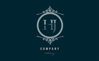 hj h j blue decorative monogram alphabet letter logo combination icon design