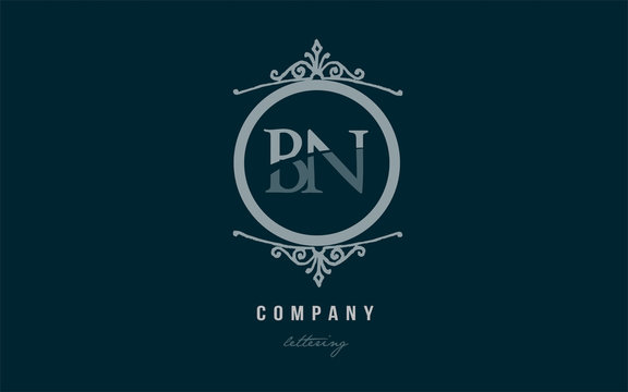 bn b n blue decorative monogram alphabet letter logo combination icon design