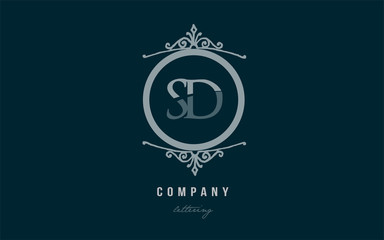 sd s d blue decorative monogram alphabet letter logo combination icon design