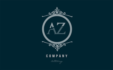 az a z blue decorative monogram alphabet letter logo combination icon design
