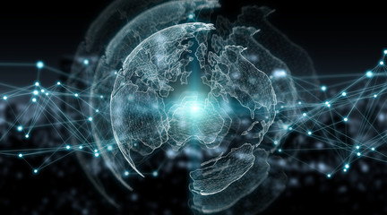 Connections system global world view 3D rendering - obrazy, fototapety, plakaty