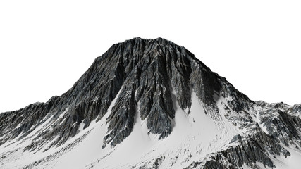 beautiful mountain peak with snow isolated on white background - obrazy, fototapety, plakaty