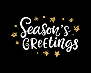 Seasons Greetings. Christmas ink hand lettering phrase