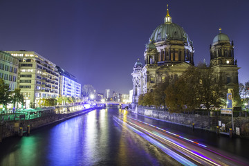 Berlin Cathedral (Berliner Dom) upon Spree river at sunset © whatafoto