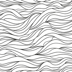 Fototapeta premium Background. Hand drawn lines. Hair texture. Monochrome wave pattern. Doodle for design. Line art. Design for spiritual relaxation for adults. Black and white wallpaper. Art creative. Illustration