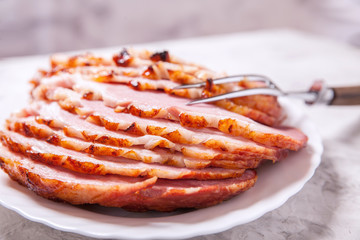 Christmas Roasted glazed holiday pork ham