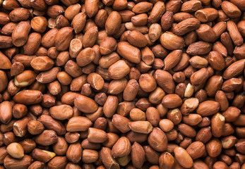 Peanuts close-up top view. Background, texture.