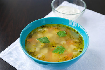 Traditional Russian food - soup rassolnik