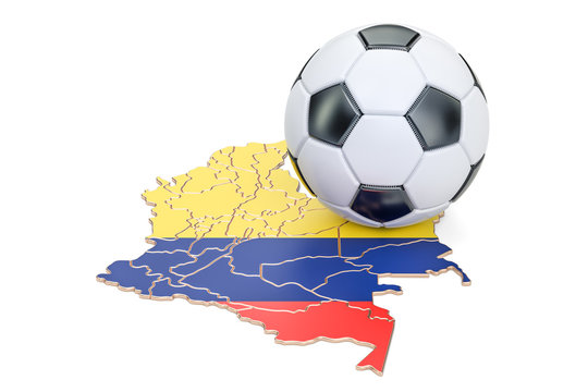 Football ball with map of Colombia concept, 3D rendering