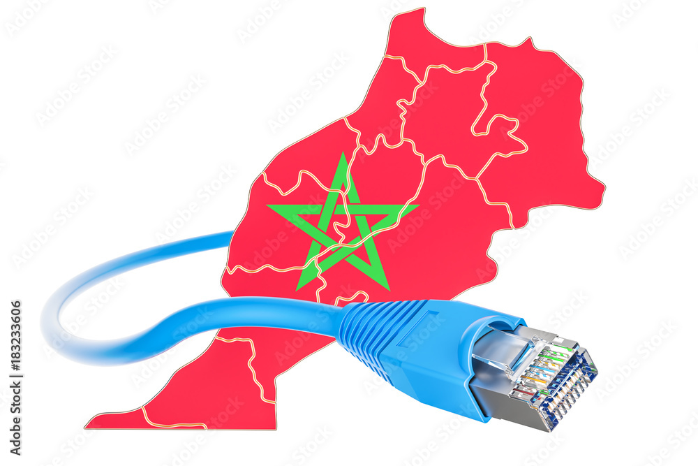 Poster internet connection in morocco concept. 3d rendering