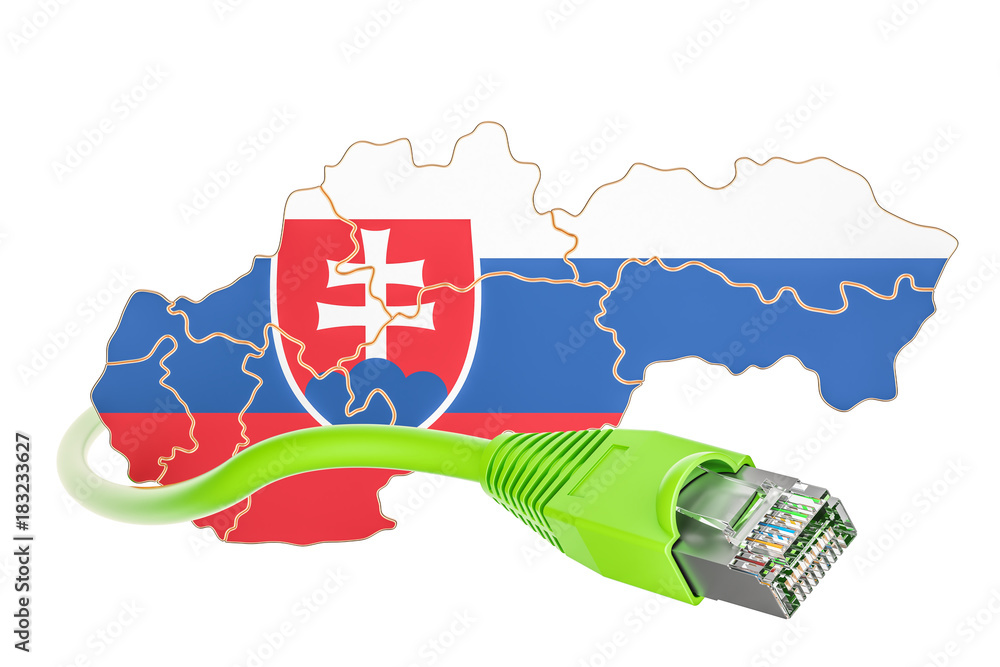 Aufkleber internet connection in slovakia concept. 3d rendering