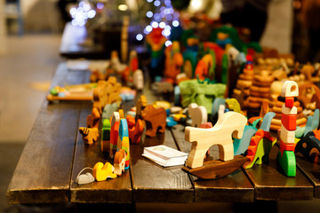 Wooden bright toys handmade, christmas market
