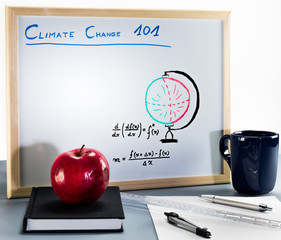 A whiteboard used for teaching climate change and the effects of global warming in highschool and university - 183233691