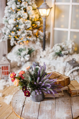 Feast of Christmas. Beautifully decorated house with a Christmas tree
