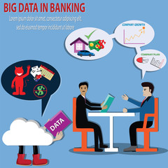 Big data concept, used in banking for reduce the risk - vector