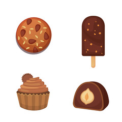 Chocolate sweet dessert icons. Organic food vector