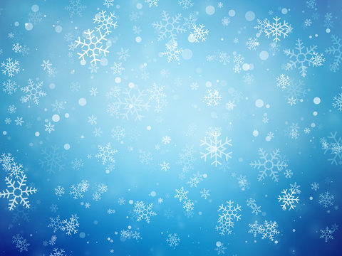 blue Christmas background with snowflakes