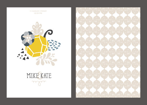 loft temlate invitation with handrawn graphic elements