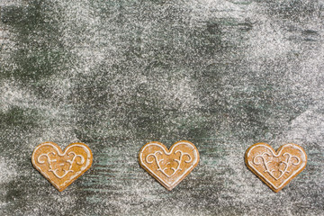 Homemade Christmas cookies on a wooden background 