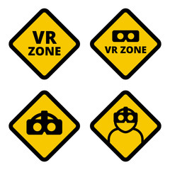 VR zone caution sign vector