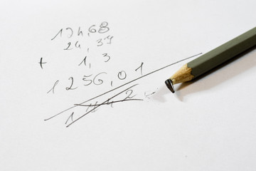 Documents, calculations, calculators, calculator and pen and pencil