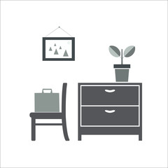 Dresser, nightstand icon.  illustration