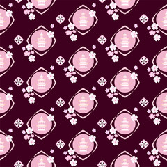Fototapeta na wymiar Sakura seamless pattern on dark background.