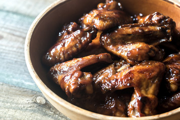 Bowl of teriyaki chicken wings